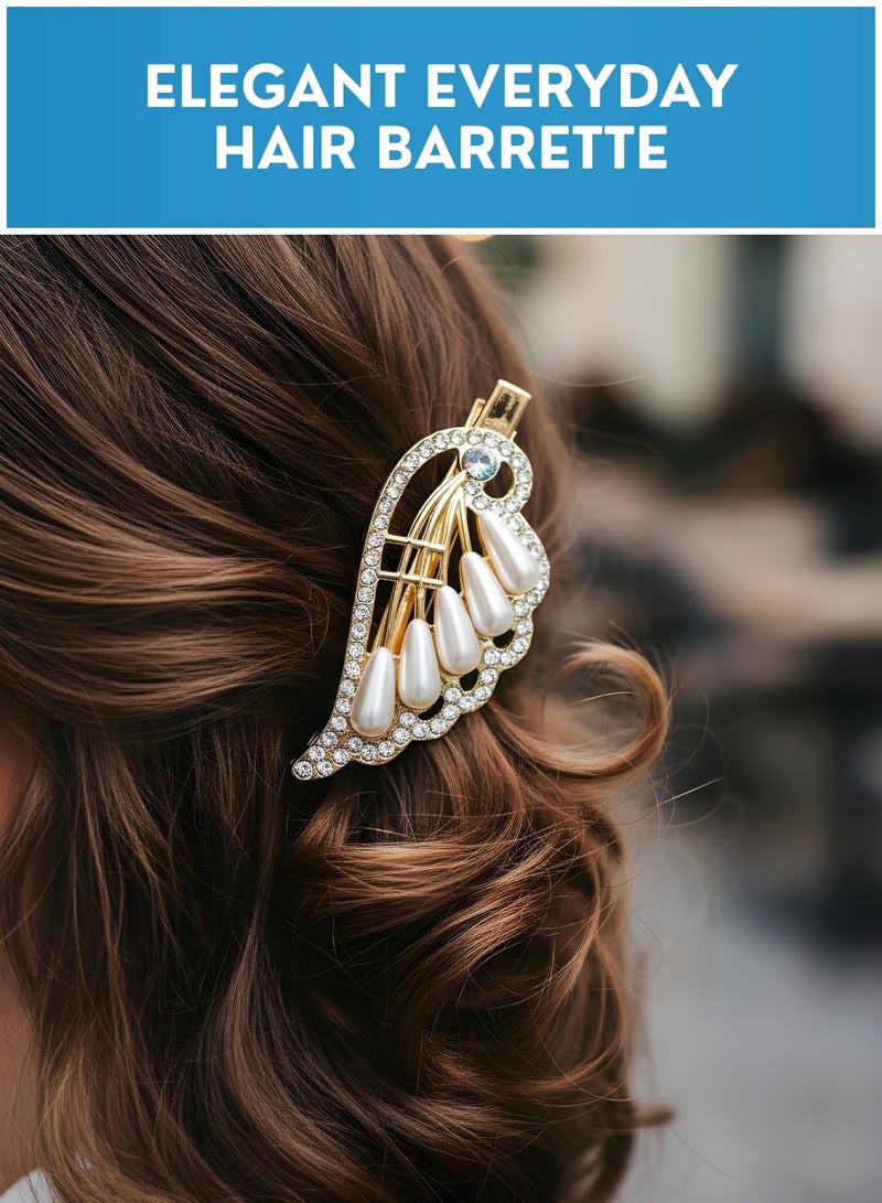 طوق رأس مرصع باللؤلؤ للنساء مع مشابك شعر متناسقة - طقم إكسسوارات شعر للعرائس والحفلات، طوق شعر زفاف مرصع بأحجار الراين، إكسسوارات شعر فاخرة وأنيقة - Image 4